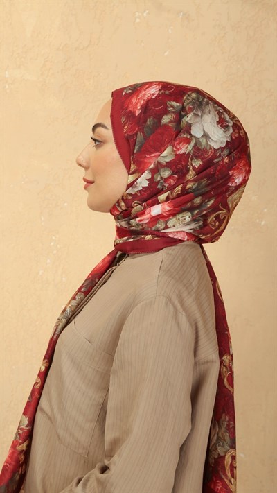 Locella Koza Pamuk Şal Kırmızı