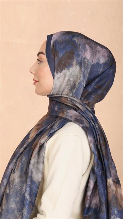 Locella Koza Pamuk Şal Lacivert