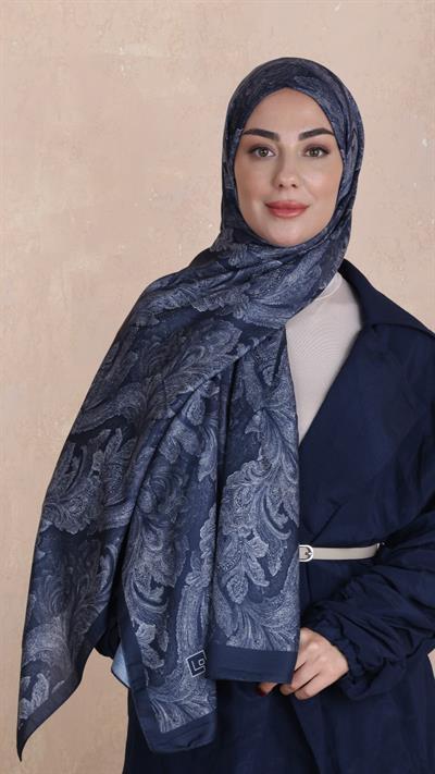 Locella Koza Pamuk Şal-Lacivert-4