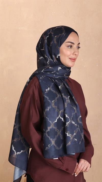 Locella Koza Pamuk Şal Lacivert