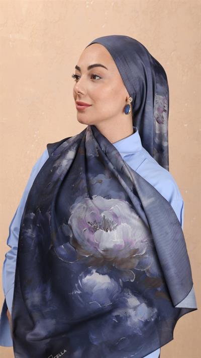 Locella Koza Pamuk Şal Lacivert