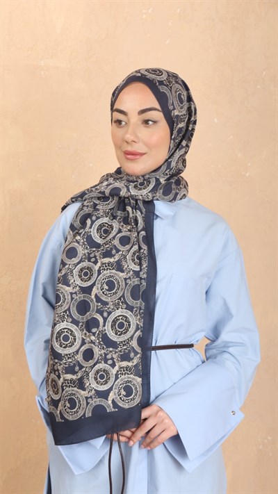 Locella Koza Pamuk Şal Lacivert