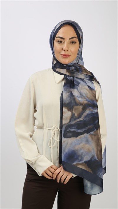 Locella Koza Pamuk Şal Lacivert