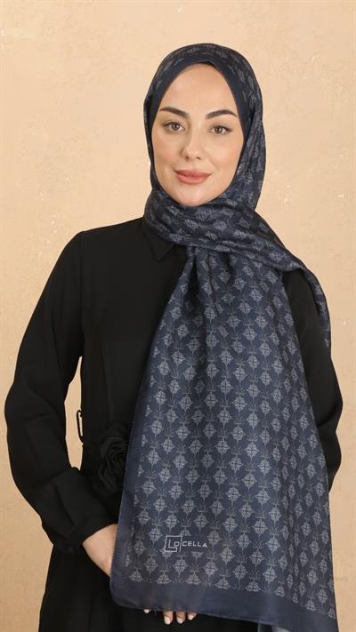 Locella Koza Pamuk Şal Lacivert