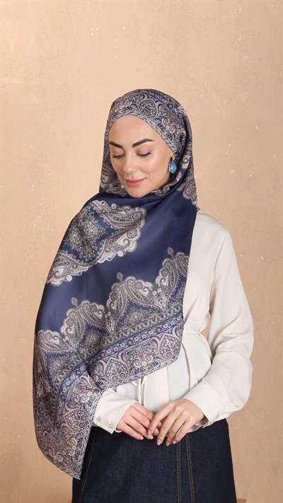 Locella Koza Pamuk Şal Lacivert