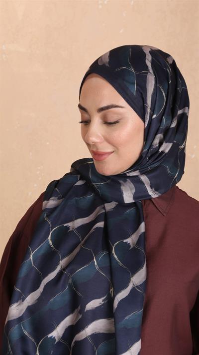 Locella Koza Pamuk Şal Lacivert