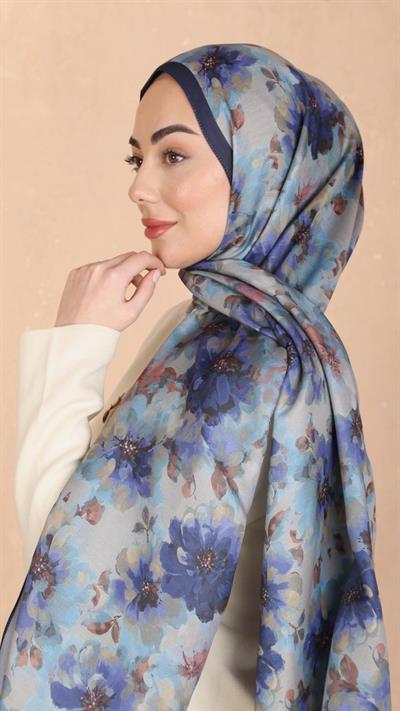 Locella Koza Pamuk Şal Lacivert