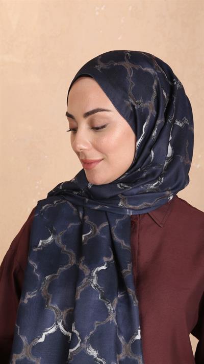 Locella Koza Pamuk Şal Lacivert
