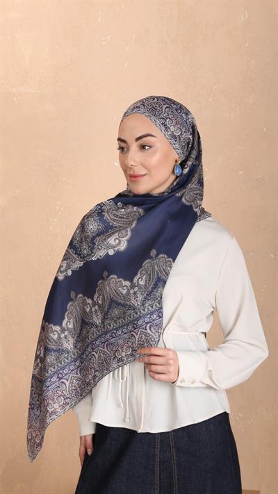 Locella Koza Pamuk Şal Lacivert