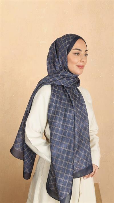 Locella Koza Pamuk Şal Lacivert