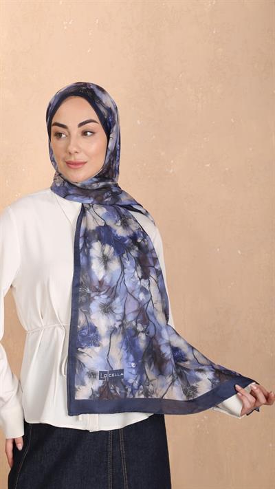 Locella Koza Pamuk Şal Lacivert