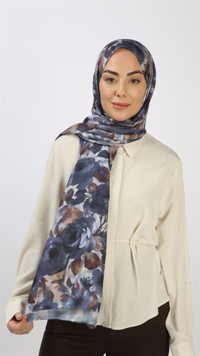 Locella Koza Pamuk Şal Lacivert