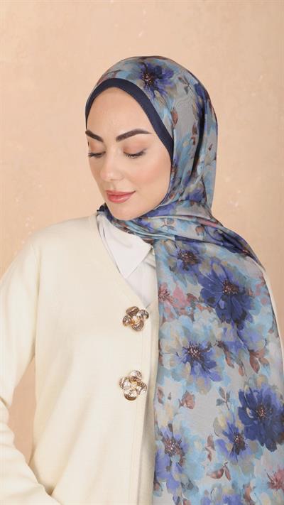 Locella Koza Pamuk Şal Lacivert