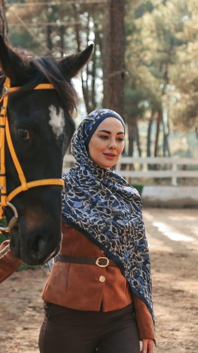 Locella Koza Pamuk Şal-Lacivert-6
