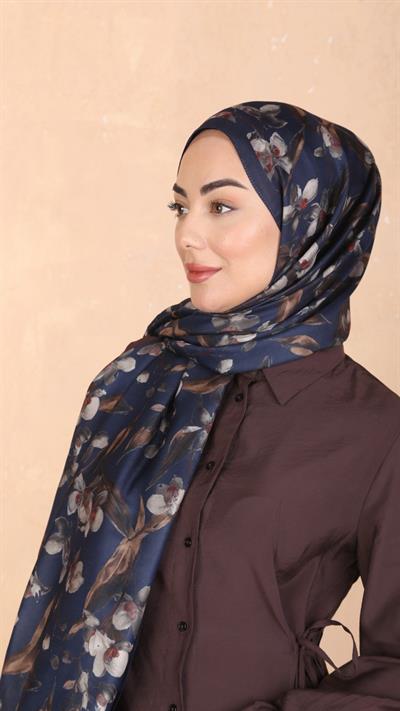 Locella Koza Pamuk Şal Lacivert