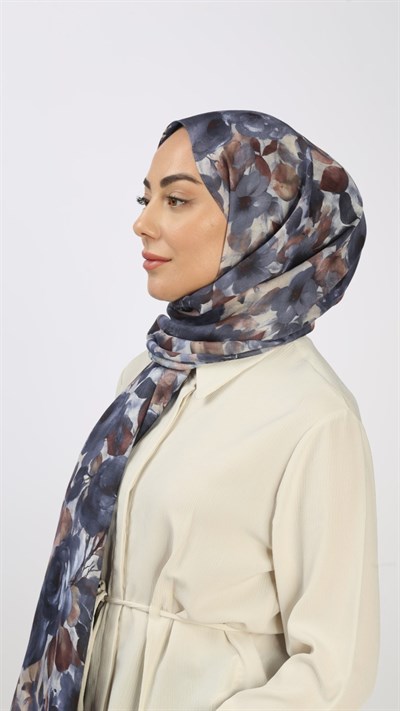 Locella Koza Pamuk Şal Lacivert