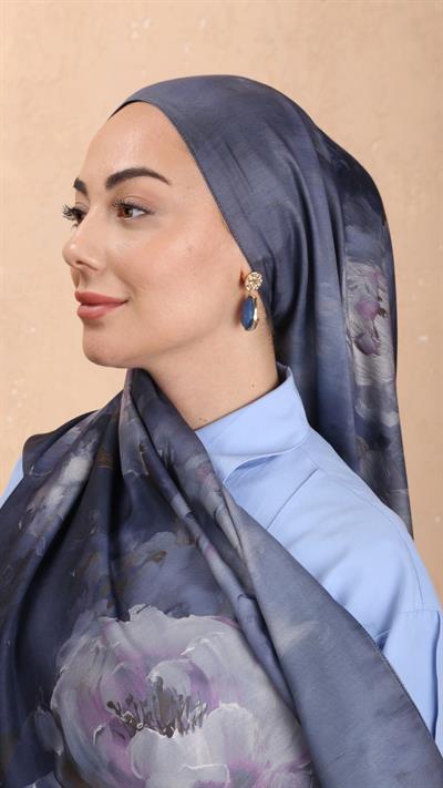 Locella Koza Pamuk Şal Lacivert