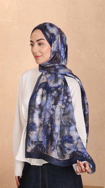 Locella Koza Pamuk Şal Lacivert
