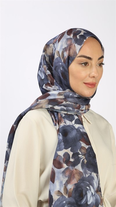 Locella Koza Pamuk Şal Lacivert