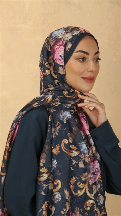 Locella Koza Pamuk Şal Lacivert