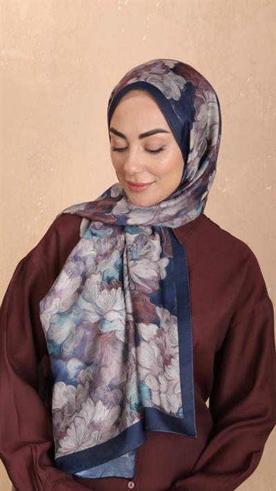 Locella Koza Pamuk Şal Lacivert