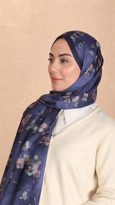 Locella Koza Pamuk Şal Lacivert