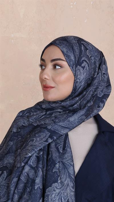 Locella Koza Pamuk Şal-Lacivert-4