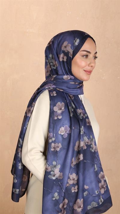 Locella Koza Pamuk Şal Lacivert