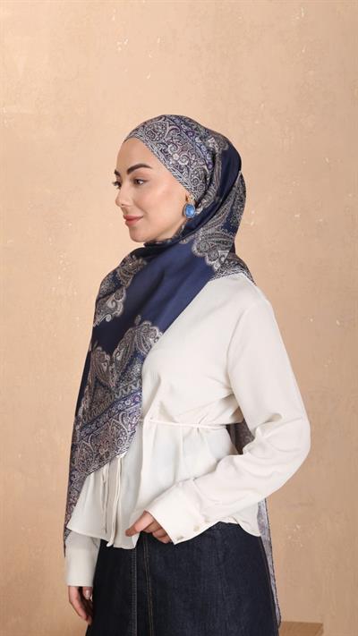 Locella Koza Pamuk Şal Lacivert