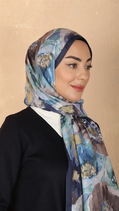 Locella Koza Pamuk Şal Lacivert