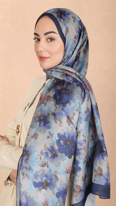 Locella Koza Pamuk Şal Lacivert