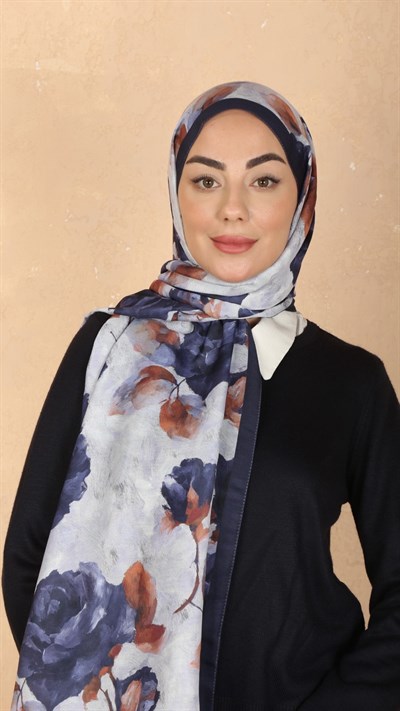 Locella Koza Pamuk Şal Lacivert