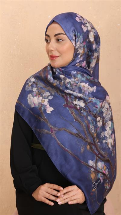 Locella Koza Pamuk Şal-Lacivert-9