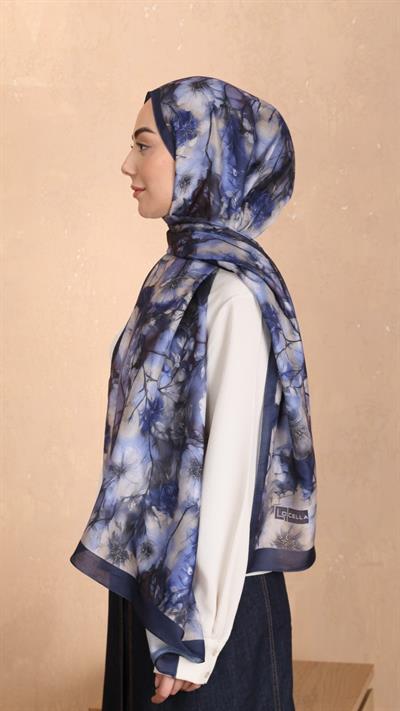 Locella Koza Pamuk Şal Lacivert