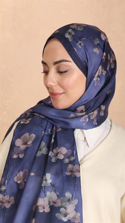 Locella Koza Pamuk Şal Lacivert