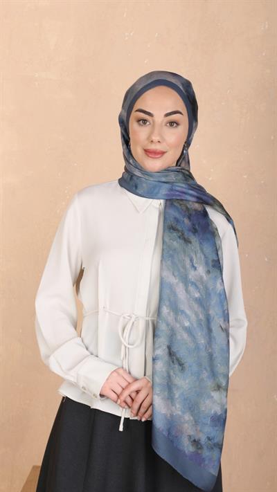 Locella Koza Pamuk Şal Mavi