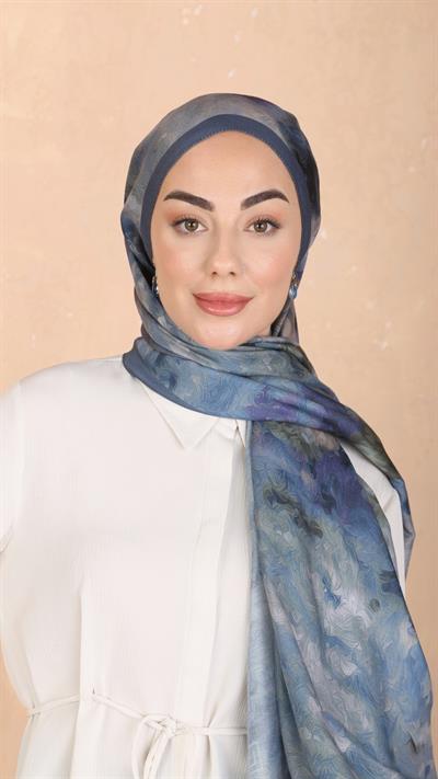 Locella Koza Pamuk Şal Mavi