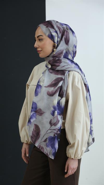 Locella Koza Pamuk Şal Mor Gri