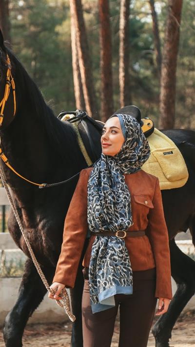 Locella Koza Pamuk Şal-Mavi-2