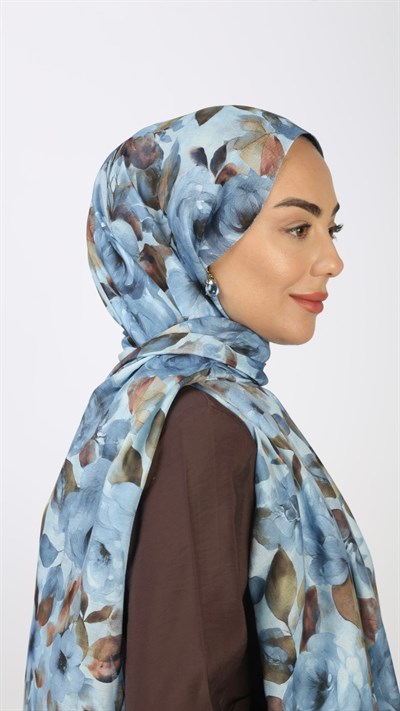 Locella Koza Pamuk Şal Mavi