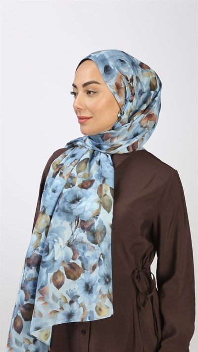 Locella Koza Pamuk Şal Mavi