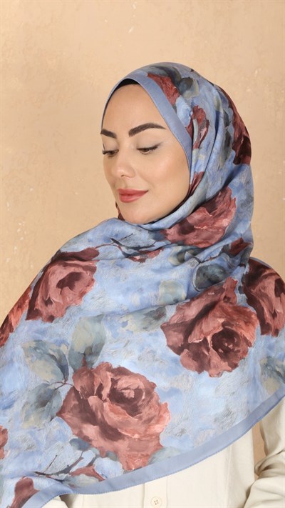 Locella Koza Pamuk Şal Mavi