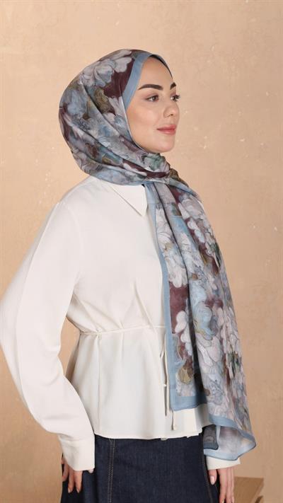 Locella Koza Pamuk Şal Mavi