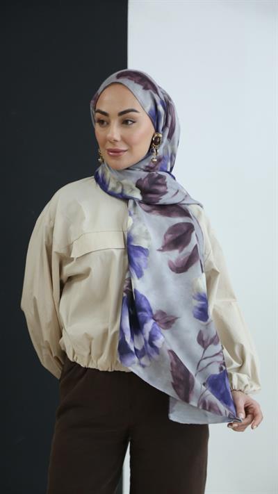 Locella Koza Pamuk Şal Mor Gri