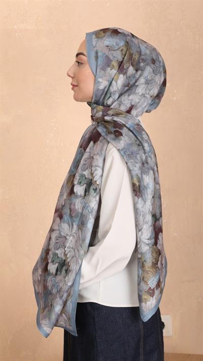 Locella Koza Pamuk Şal Mavi