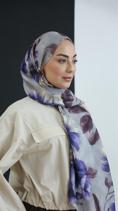 Locella Koza Pamuk Şal Mor Gri