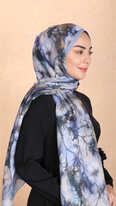 Locella Koza Pamuk Şal Mavi