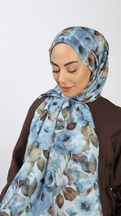 Locella Koza Pamuk Şal Mavi