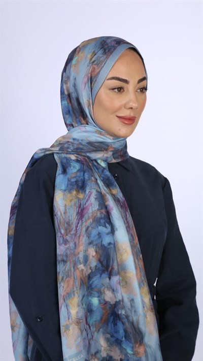 Locella Koza Pamuk Şal Mavi