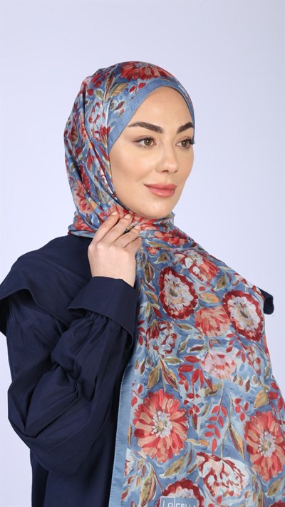 Locella Koza Pamuk Şal Mavi